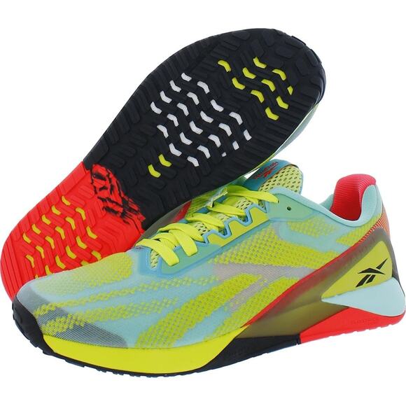 REEBOK MEN\'S NANO X1 TRAINING SHOE - BLACK/ACID YELLOW/PIXEL MINT - SIZE: 7.5
